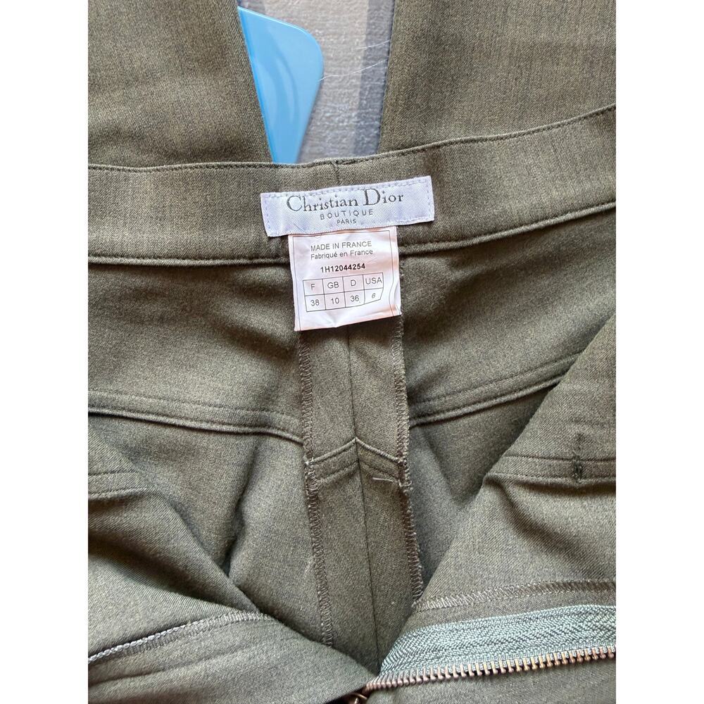 Vintage Christian Dior by John Galliano Olive Wide Leg Pants US 6 - Picture 5 of 6